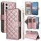  Samsung Galaxy S25 Fodral Rhombus Läder Roséguld