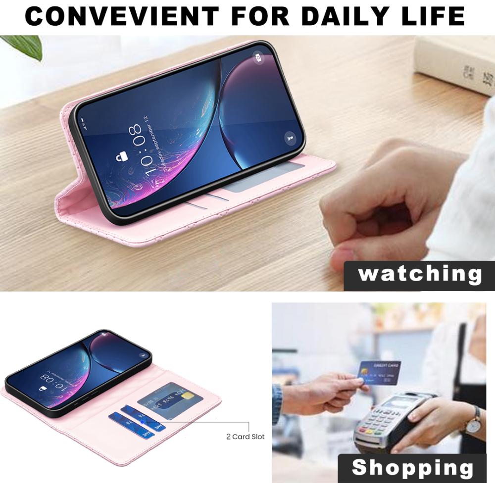 BINFEN BINFEN iPhone 17 Pro Fodral Flip Diamond Läder Rosa