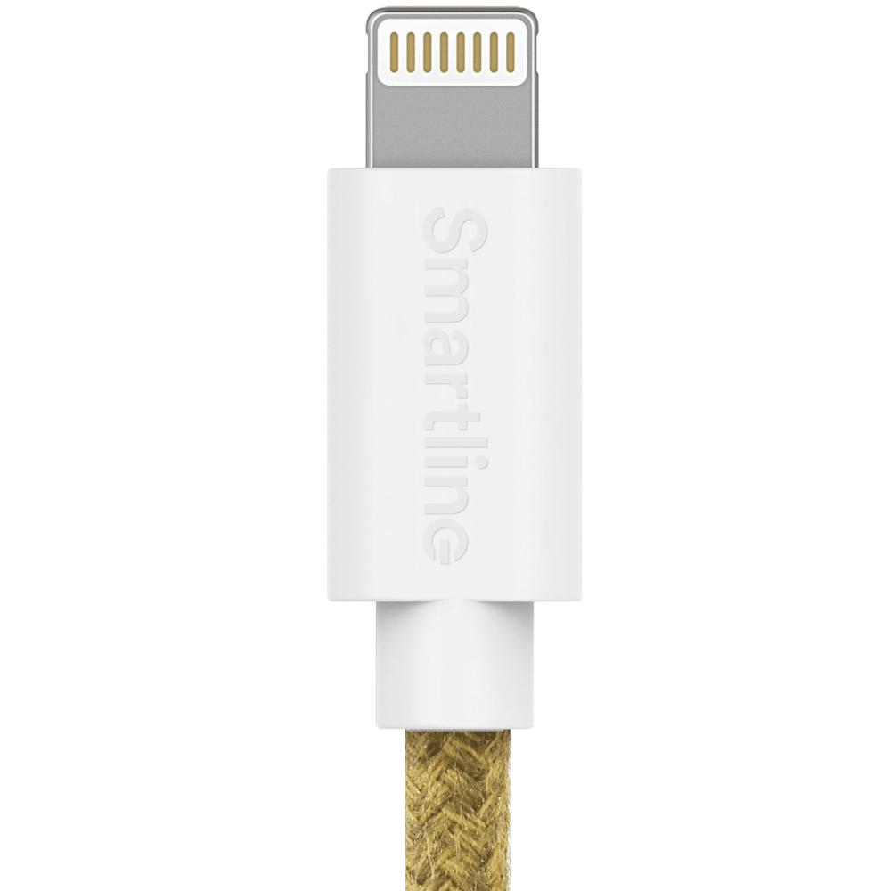 Smartline Smartline 2m USB-C - Lightning MFi Fuzzy Laddningskabel Sand