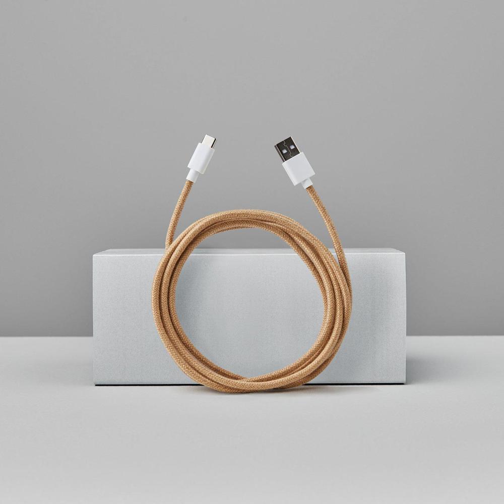Smartline Smartline 2m 3A USB-C Fuzzy Laddningskabel Sand
