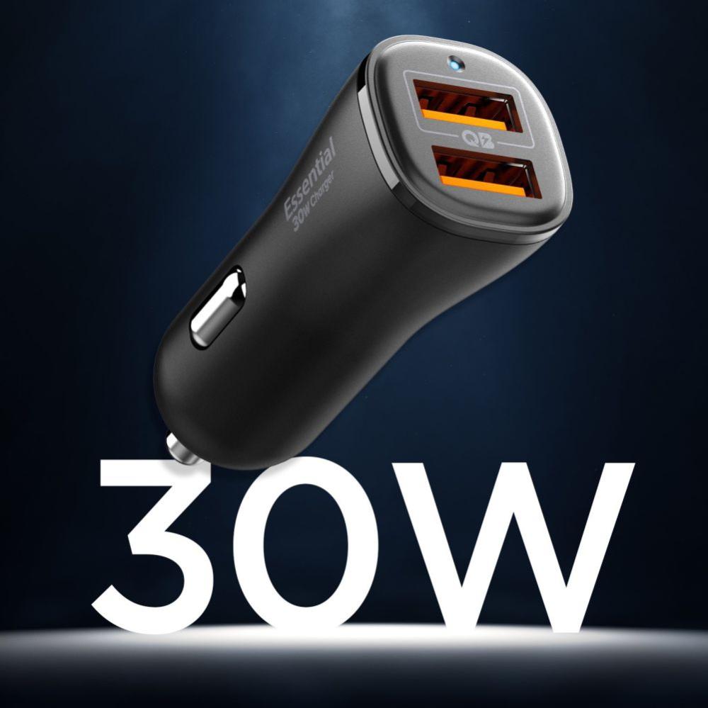 Spigen Spigen 30W Billaddare 2x USB-A Essential Svart