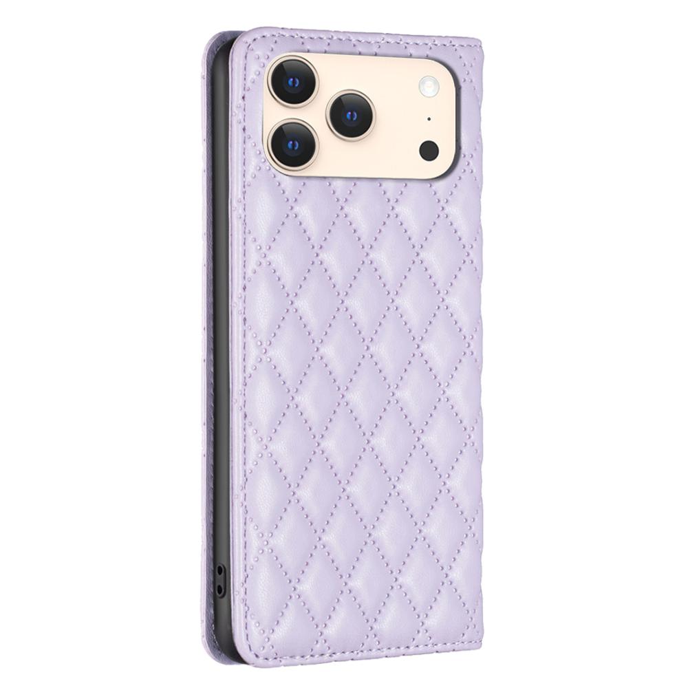 BINFEN BINFEN iPhone 17 Pro Fodral Flip Diamond Läder Lila