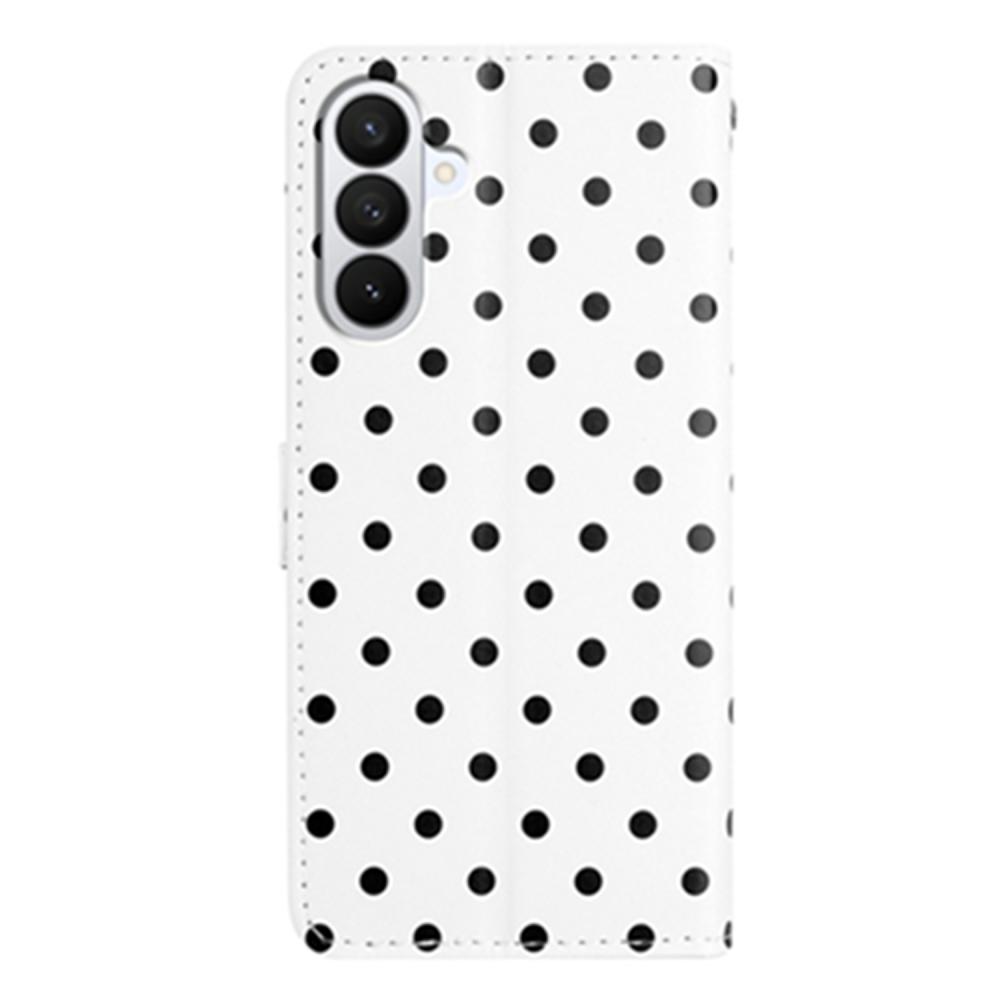  Samsung Galaxy S26 Plus Fodral Polka Dot Läder Vit/Svart