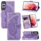 Samsung Galaxy S21 FE Fodral Big Butterfly Läder Lila