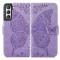  Samsung Galaxy S21 FE Fodral Big Butterfly Läder Lila