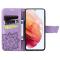  Samsung Galaxy S21 FE Fodral Big Butterfly Läder Lila