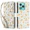  Honor 400 Lite Fodral Rhombus Läder Blommor Vit