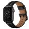  Äkta Läder Armband Apple Watch 42/44/45/46/49 mm Svart