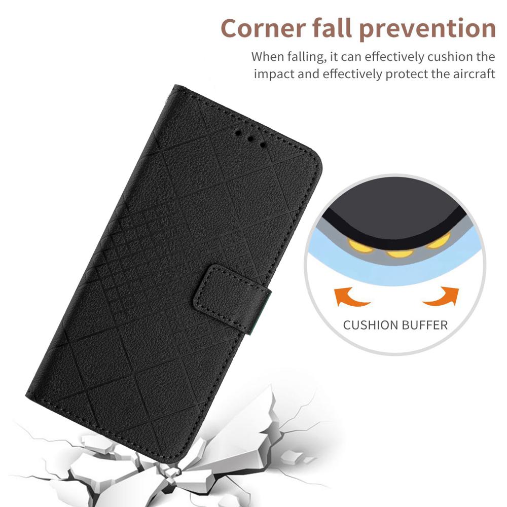  OnePlus 15 Fodral Läder Rhombus Svart