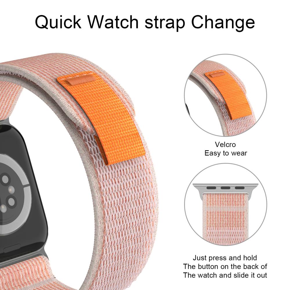 ColorPop Apple Watch 42/44/45/46/49 mm Armband Nylon Trail Loop Rosa
