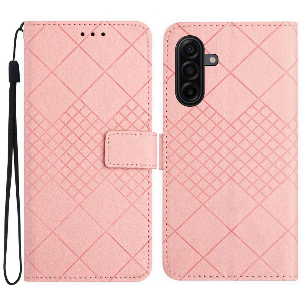  Samsung Galaxy A57 5G Fodral Läder Rhombus Rosa