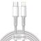 BASEUS BASEUS 2m 20W PD Type-C - Lightning Flätad Nylon Kabel - Vit