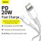 BASEUS BASEUS 2m 20W PD Type-C - Lightning Flätad Nylon Kabel - Vit