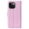  iPhone 15 Plus Fodral Litchi Textur Ljus Rosa