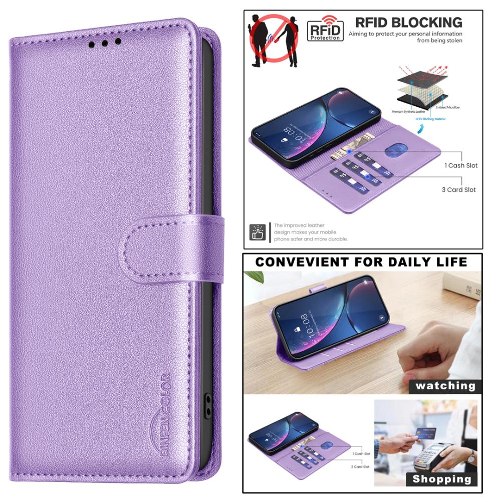BINFEN BINFEN Samsung Galaxy S26 Fodral RFID Läder Lila