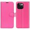  iPhone 15 Plus Fodral Litchi Textur Rosa