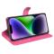  iPhone 15 Plus Fodral Litchi Textur Rosa