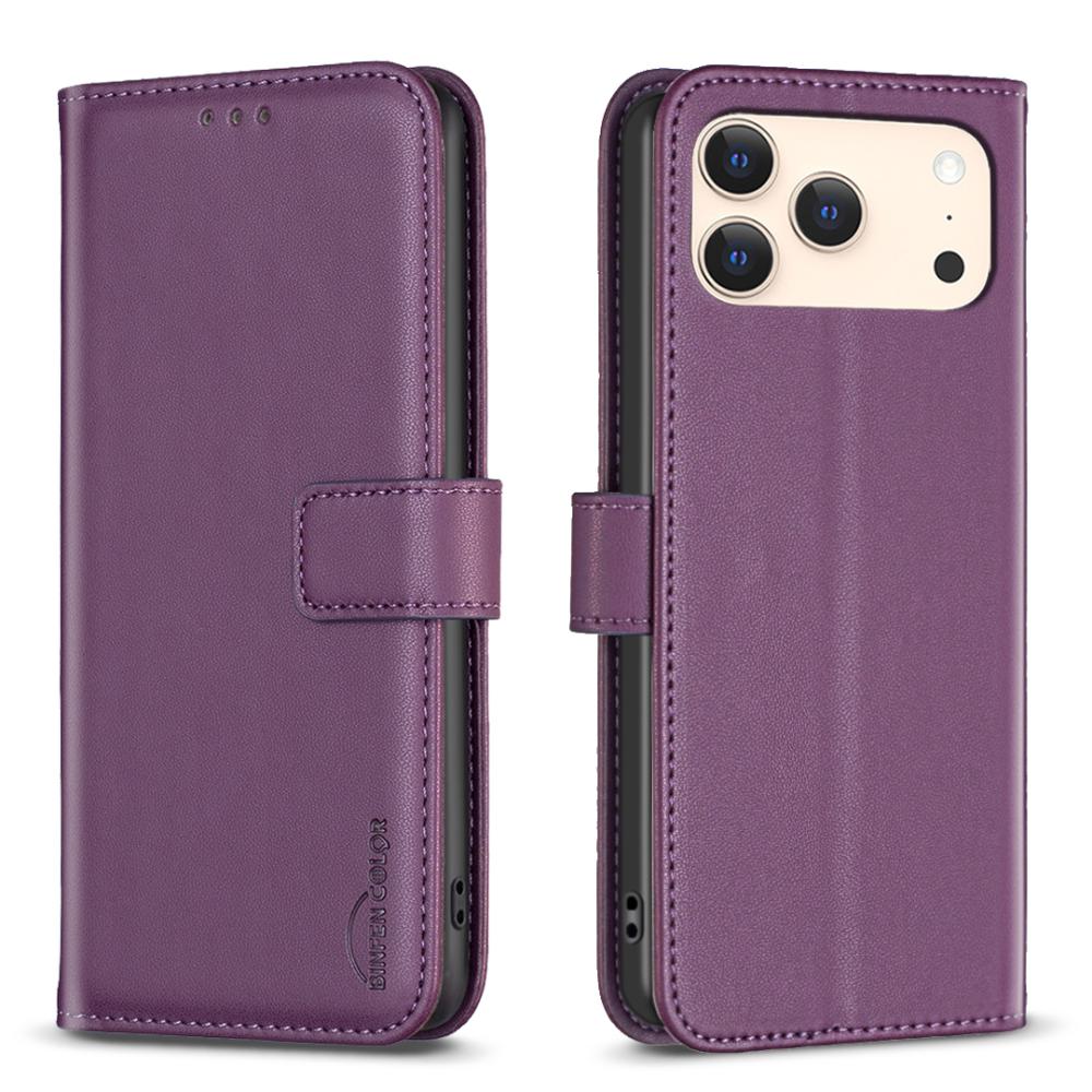 BINFEN BINFEN iPhone 17 Pro Fodral Läder Mörk Lila
