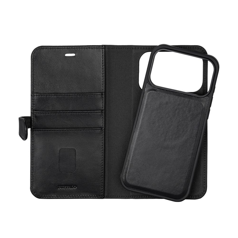 Buffalo Buffalo iPhone 17 Pro Max Fodral MagSafe 2in1 Äkta Läder Svart