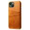  iPhone 15 Plus Skal Läder Med 2 Kortfack Orange