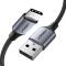 UGREEN Ugreen 3A 2m QC3.0 USB-C Flätad Nylonkabel - Grå