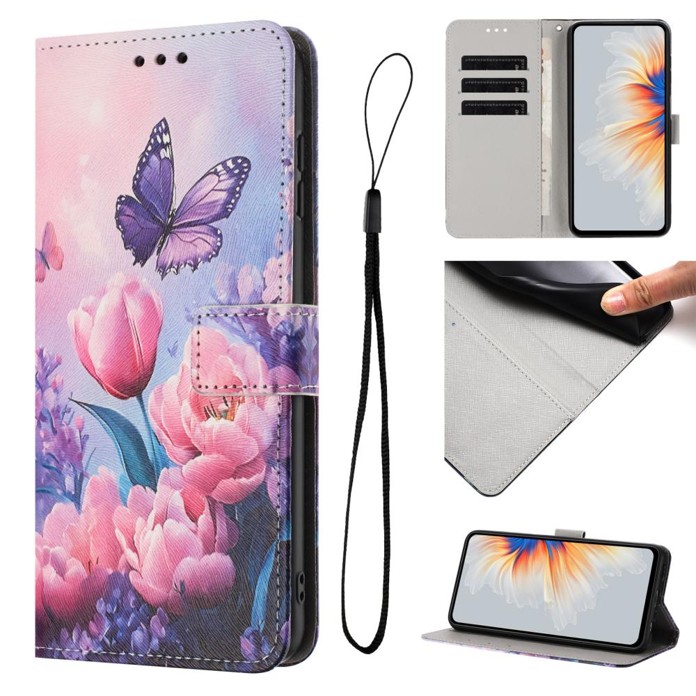 Samsung Galaxy A27 5G Fodral Läder Blommor Rosa
