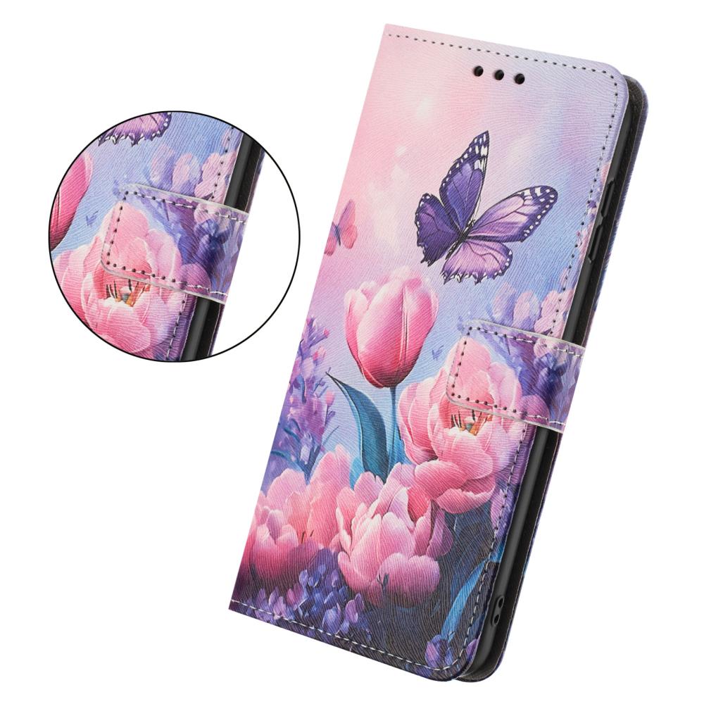  Samsung Galaxy A27 5G Fodral Läder Blommor Rosa