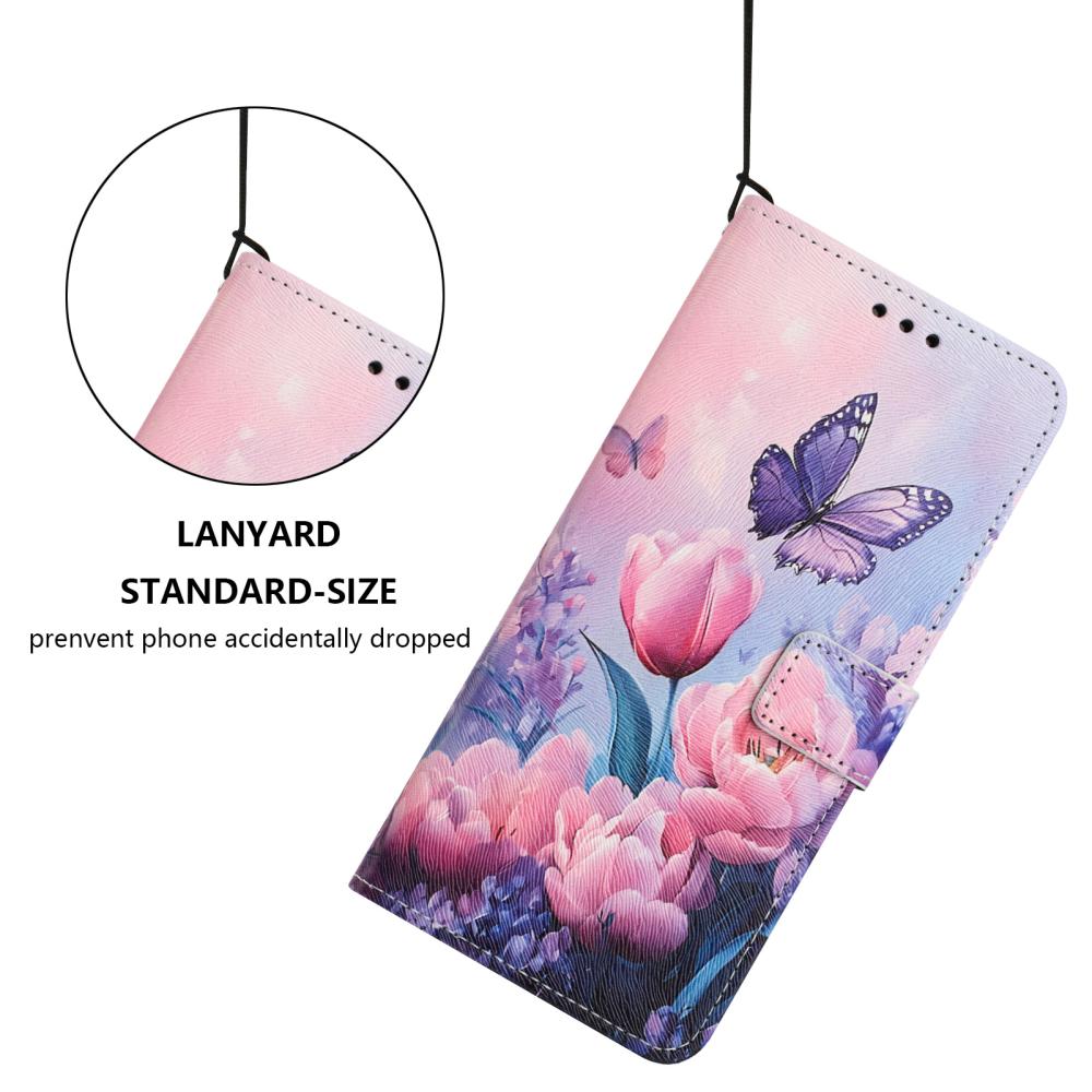  Samsung Galaxy A27 5G Fodral Läder Blommor Rosa