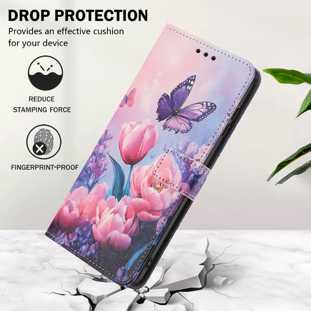  Samsung Galaxy A27 5G Fodral Läder Blommor Rosa