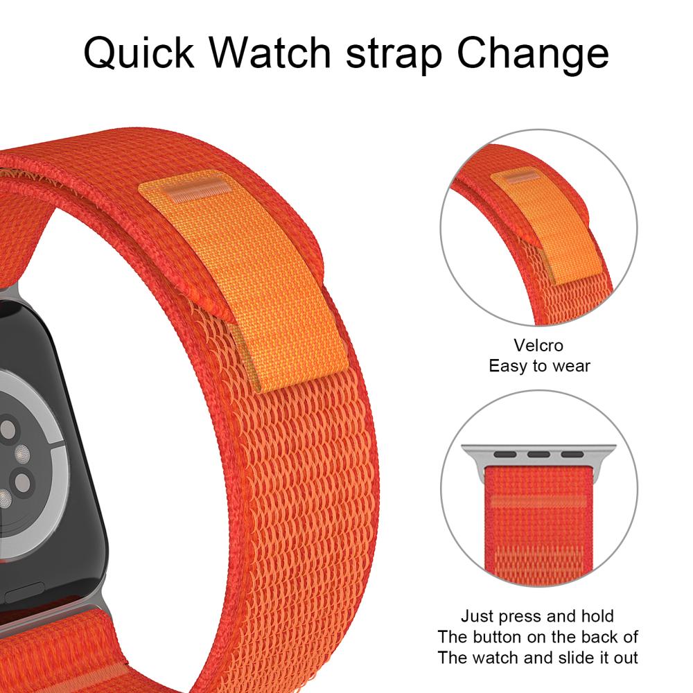 ColorPop Apple Watch 42/44/45/46/49 mm Armband Nylon Trail Loop Orangeröd