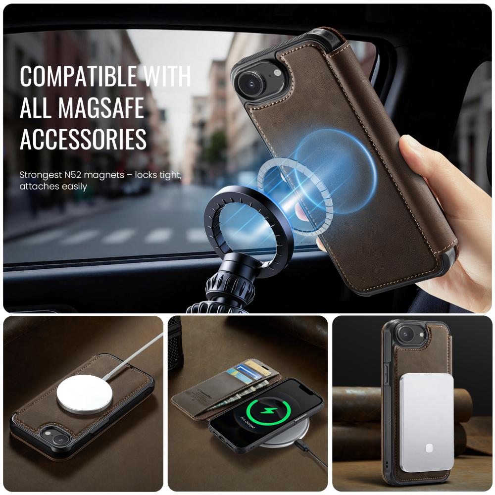 CASEME CASEME iPhone 16e/17e Skal RFID Plånbok Brun