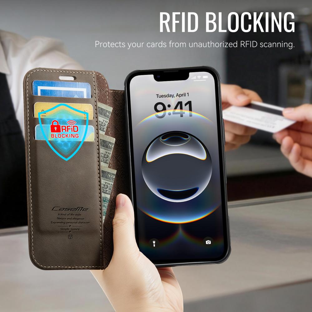 CASEME CASEME iPhone 16e/17e Skal RFID Plånbok Brun