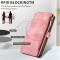  iPhone 15 Plus Fodral RFID Multifunktionell Flerkort Rosa