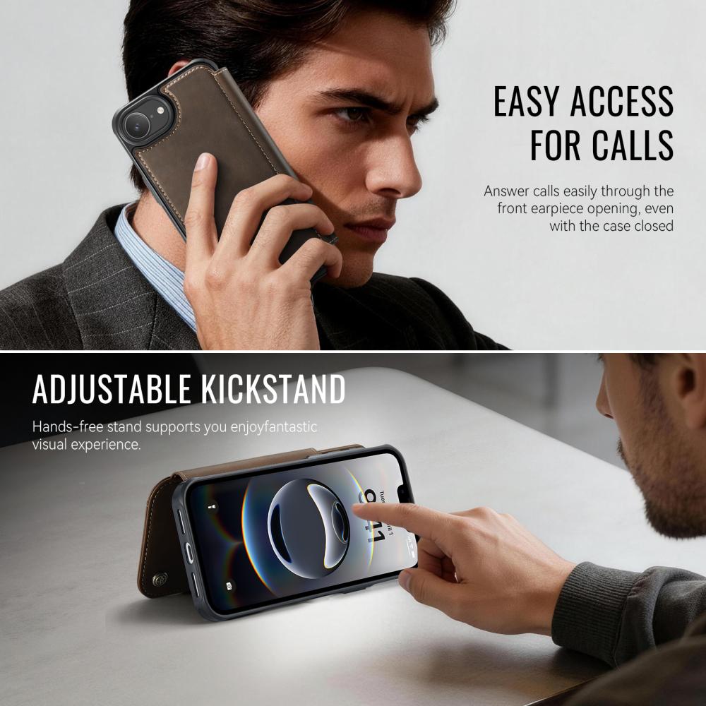 CASEME CASEME iPhone 16e/17e Skal RFID Plånbok Brun