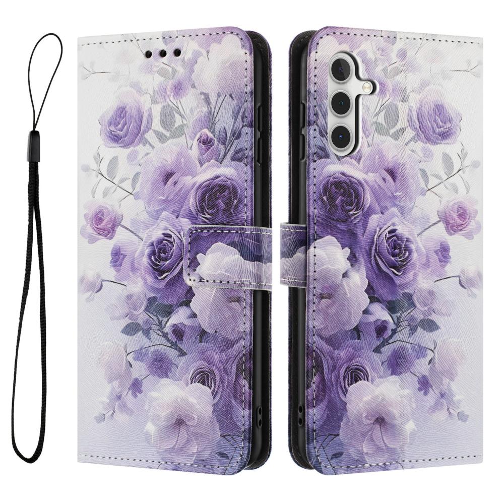  Samsung Galaxy A27 5G Fodral Läder Rosor Lila
