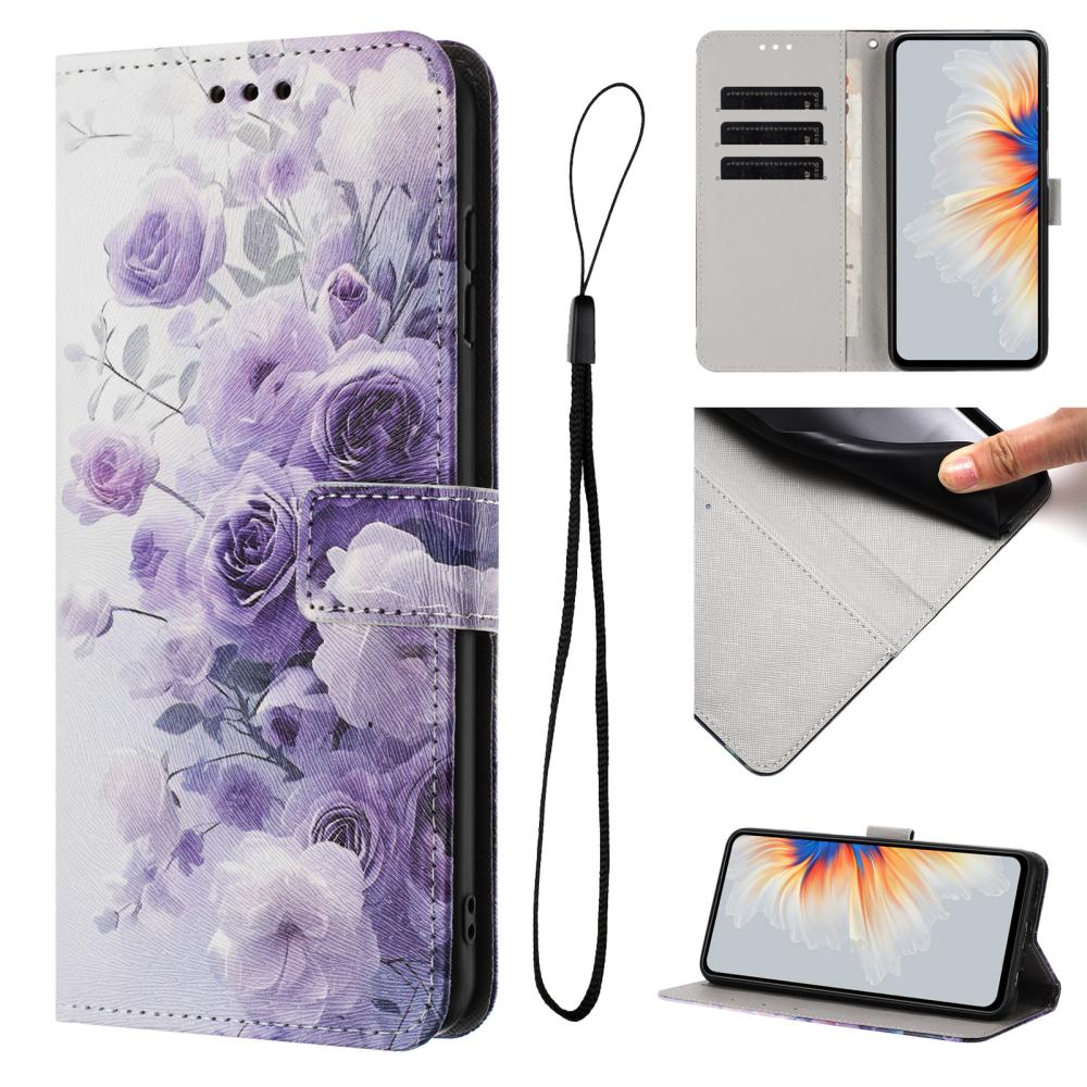  Samsung Galaxy A27 5G Fodral Läder Rosor Lila