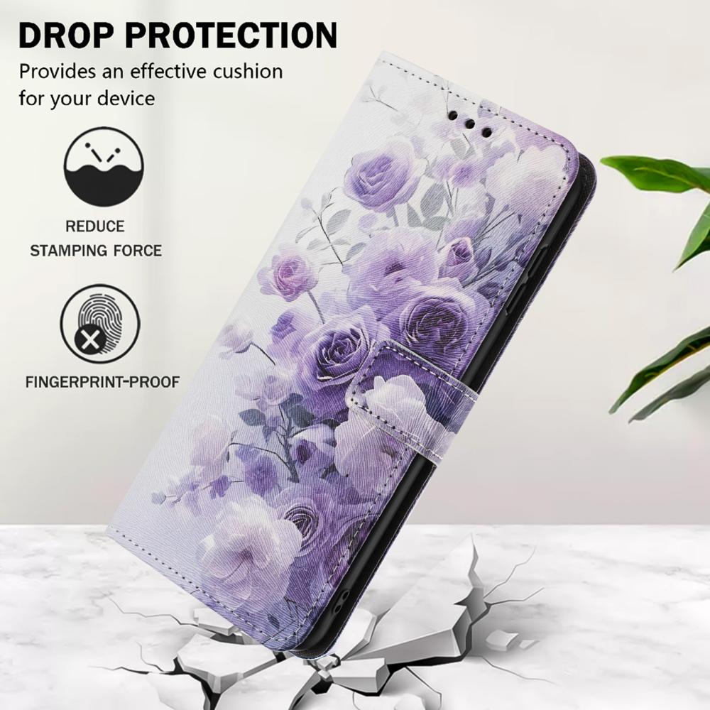  Samsung Galaxy A27 5G Fodral Läder Rosor Lila