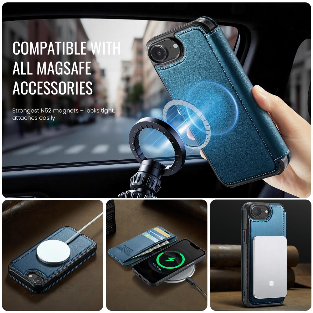 CASEME CASEME iPhone 16e/17e Skal RFID Plånbok Blå