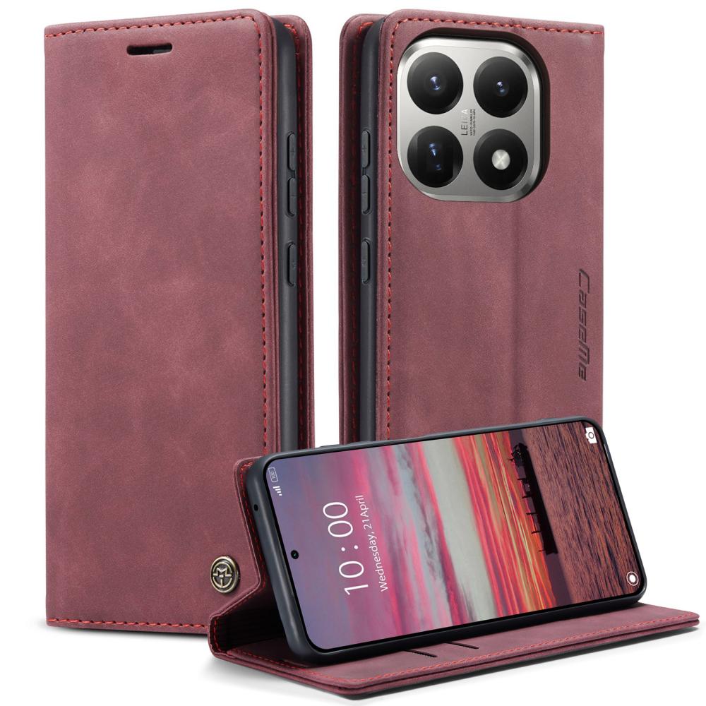 CASEME CASEME Xiaomi 15T Fodral Flip Retro Läder Röd