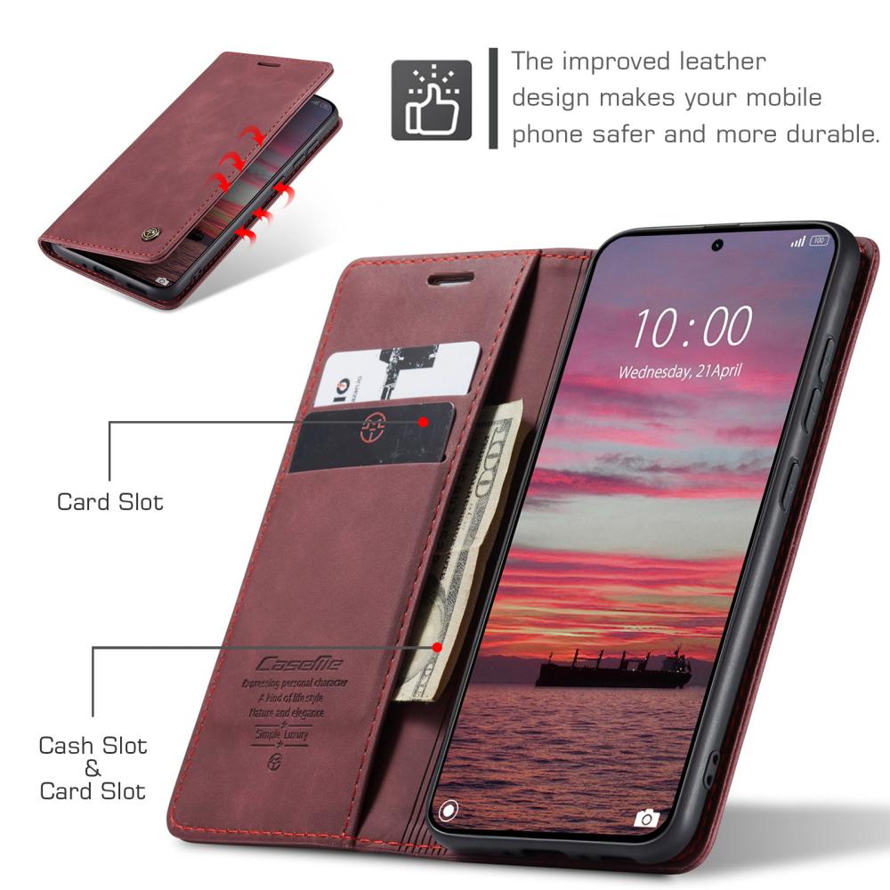 CASEME CASEME Xiaomi 15T Fodral Flip Retro Läder Röd