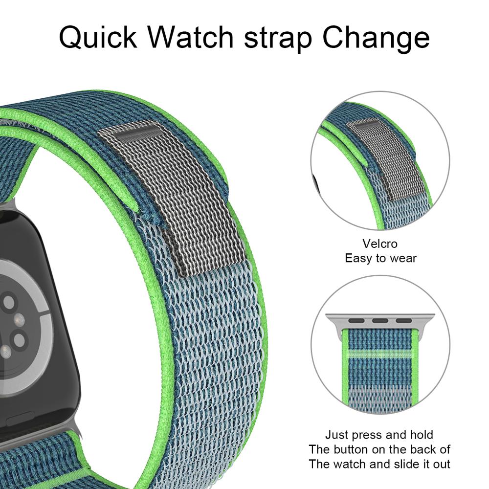 ColorPop Apple Watch 42/44/45/46/49 mm Armband Nylon Trail Loop Blå/Grön