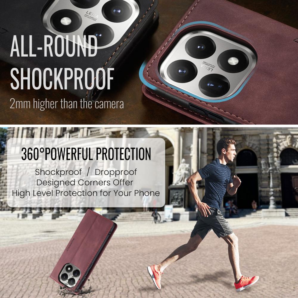 CASEME CASEME Xiaomi 15T Fodral Flip Retro Läder Röd