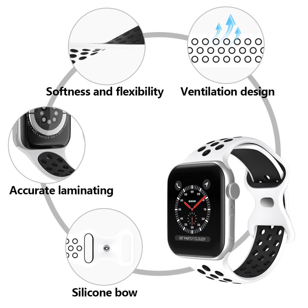 ColorPop Sportarmband Dual-Color Apple Watch 42/41/40/38 mm (M/L) Vit/Svart