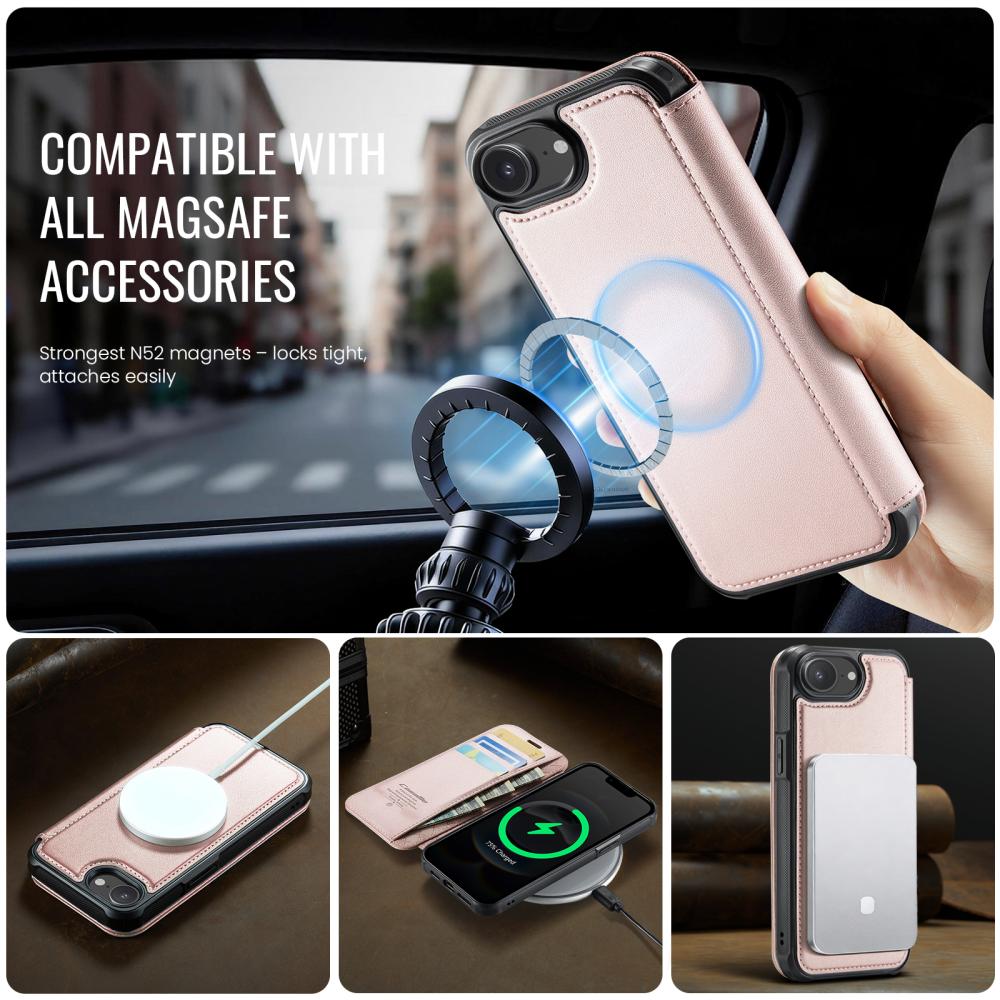 CASEME CASEME iPhone 16e/17e Skal RFID Plånbok Roséguld