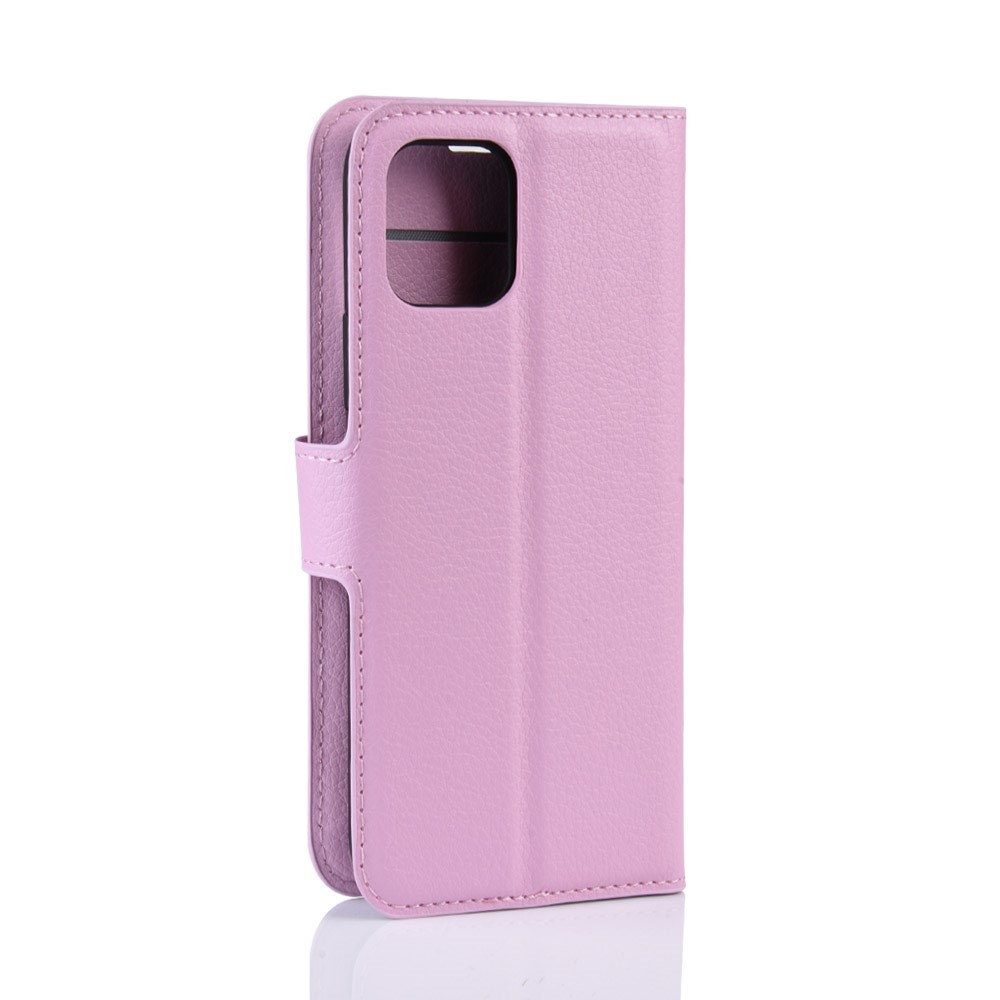  iPhone 11 Pro Fodral Litchi Läder Ljus Rosa