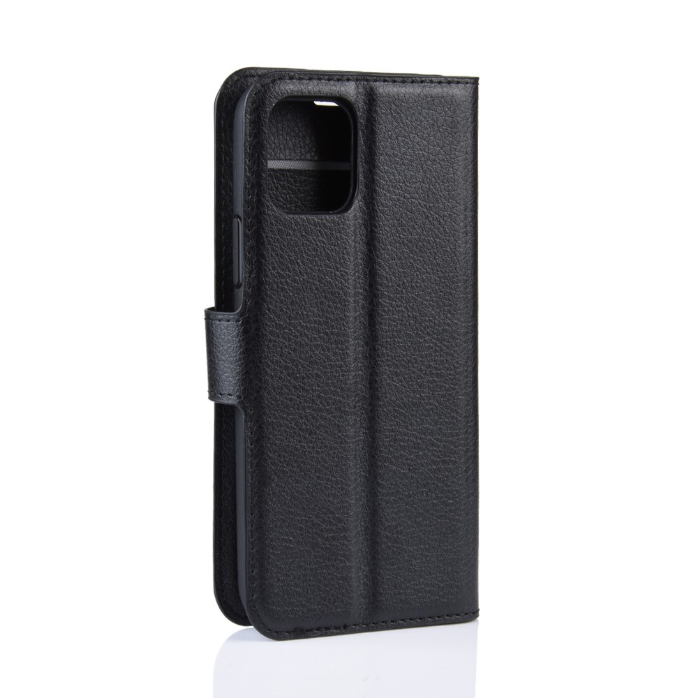  iPhone 11 Pro Fodral Litchi Läder Svart