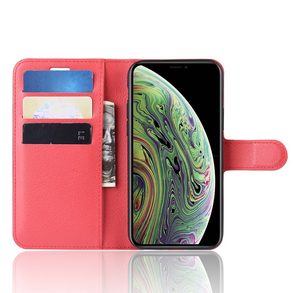  iPhone 11 Pro Fodral Litchi Läder Röd