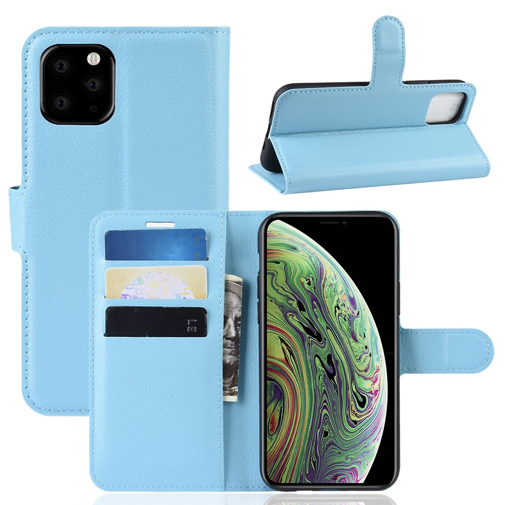 iPhone 11 Pro Fodral Litchi Läder Ljus Blå
