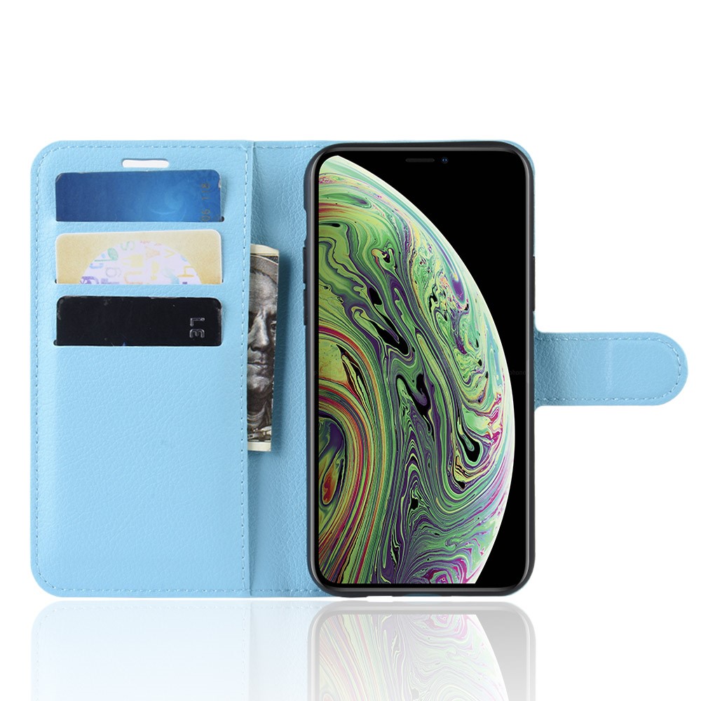  iPhone 11 Pro Fodral Litchi Läder Ljus Blå