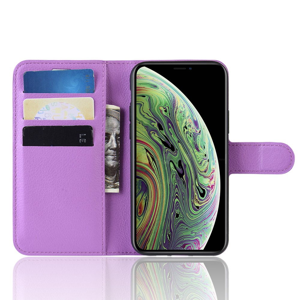  iPhone 11 Pro Fodral Litchi Läder Lila